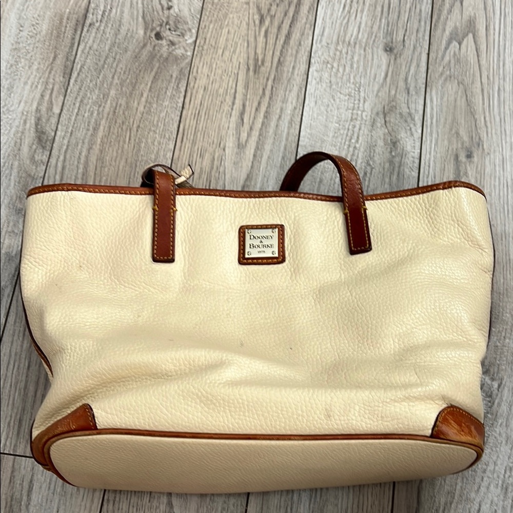 Dooney & Bourke Cream and Tan Leather Tote Bag